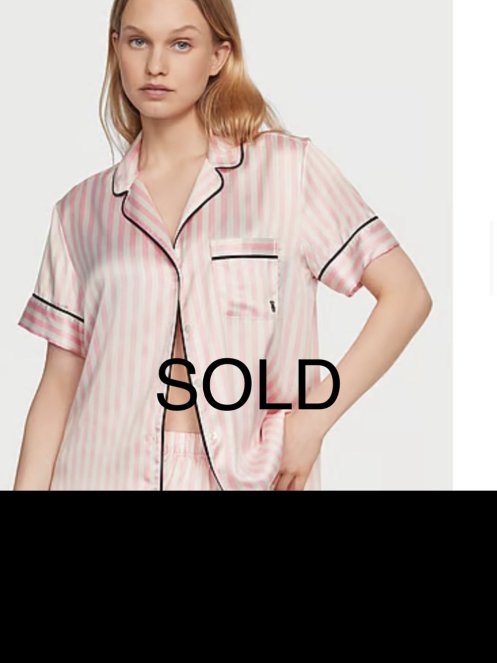 SOLD SOLD SOLD 
Victoria's Secret Pink and White Striped Satin Pajama Set